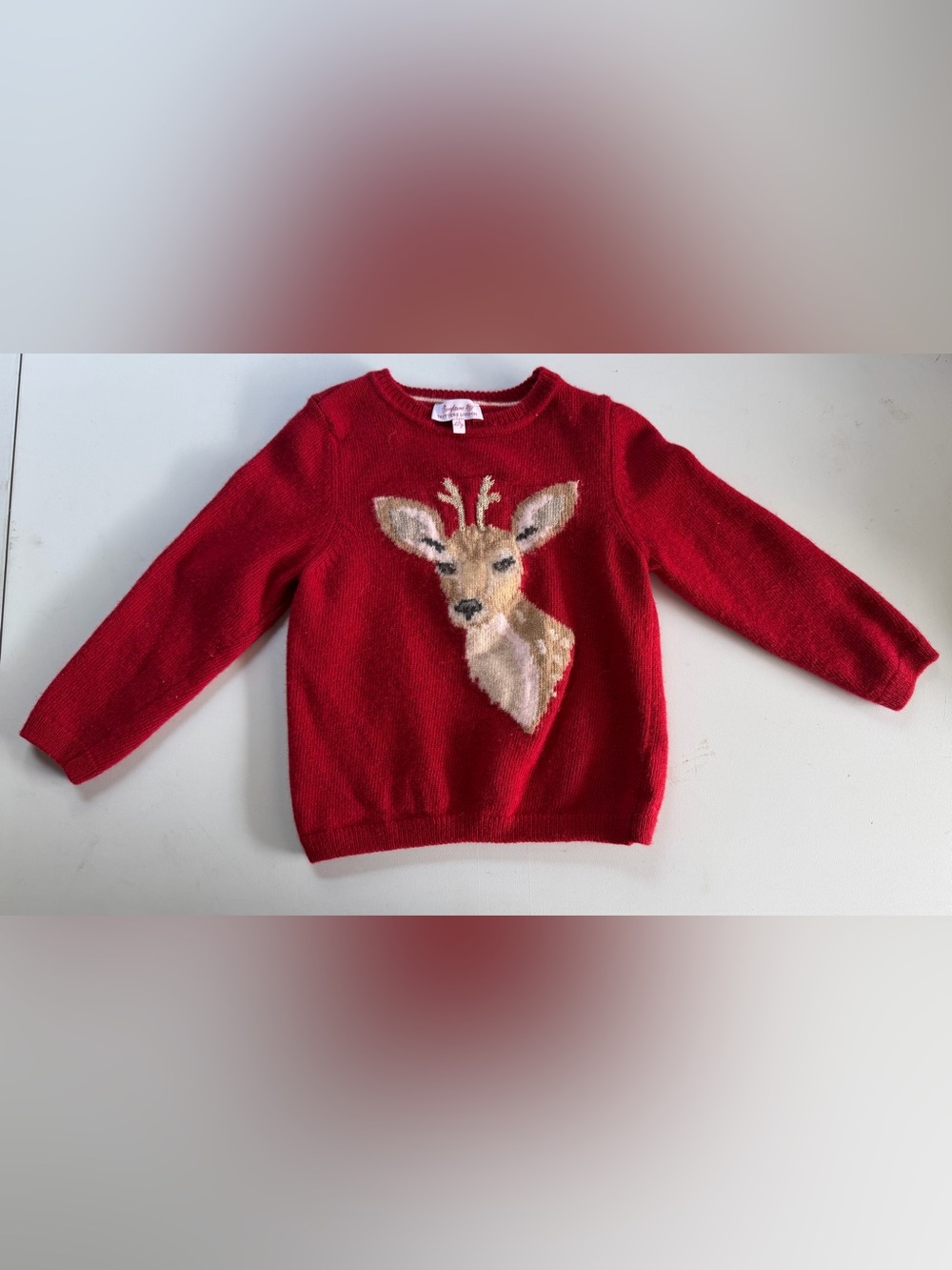 Trotters London Red and White Knit Label Sweater